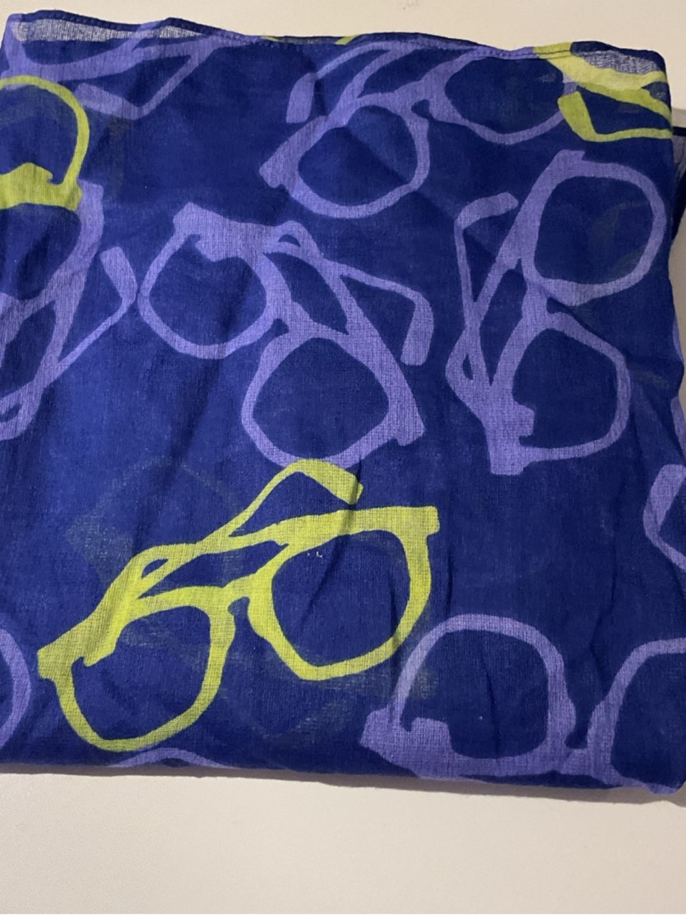 Blue Scarf with Purple and Lime Sunglass Motif